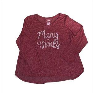 Sonoma heathered maroon Many Thanks long sleeve thin lightweight T-shirt Size XL